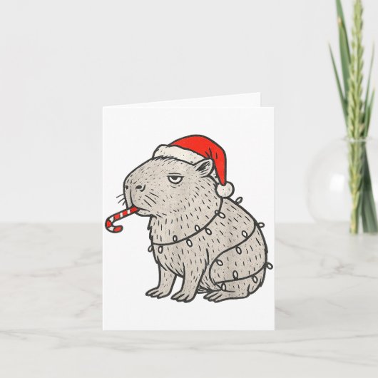 Capybara Smoking Christmas Ugly Cigarette Gen Z カード (正面)