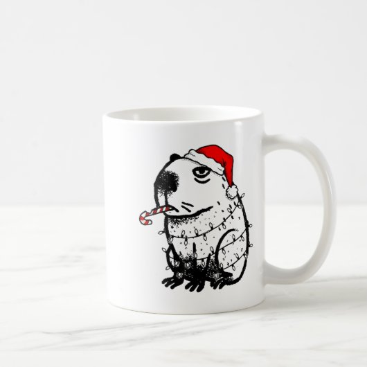 Capybara Smoking Christmas Ugly Cigarette Gen Z コーヒーマグカップ (右)
