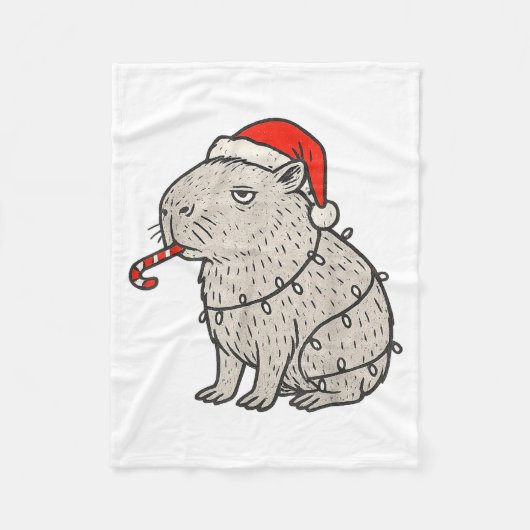 Capybara Smoking Christmas Ugly Cigarette Gen Z  フリースブランケット (正面)