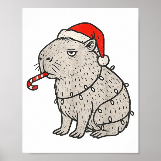 Capybara Smoking Christmas Ugly Cigarette Gen Z  ポスター (正面)