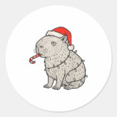Capybara Smoking Christmas Ugly Cigarette Gen Z  ラウンドシール (正面)