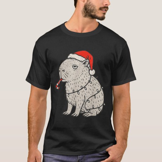 Capybara Smoking Christmas Ugly Cigarette Gen Z  Tシャツ (正面)