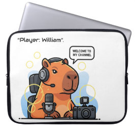 Capybara Streamer Laptop Sleeve – Custom Name or C ラップトップスリーブ