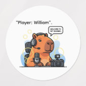 Capybara Streamer Sticker – Custom Gamer Design ラベル (デザイン2)