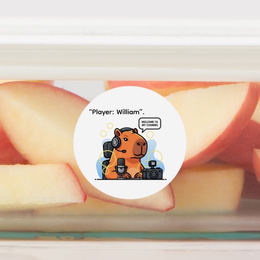 Capybara Streamer Sticker – Custom Gamer Design ラベル (貼付)