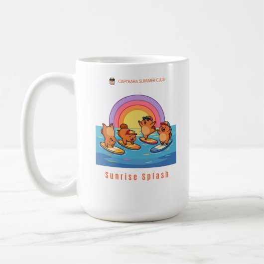 Capybara Summer Club Sunrise Splash – Cute Capybar コーヒーマグカップ (左)