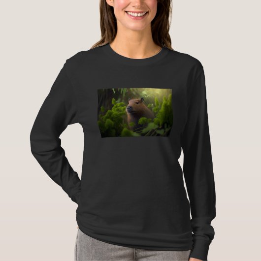 Capybara surrounded by plants tシャツ (正面)