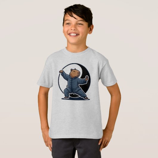 Capybara Tai Chi Master Yin Yang Martial Arts Tシャツ (正面フル)