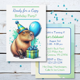  Capybara Themed Boy's Birthday Party 招待状