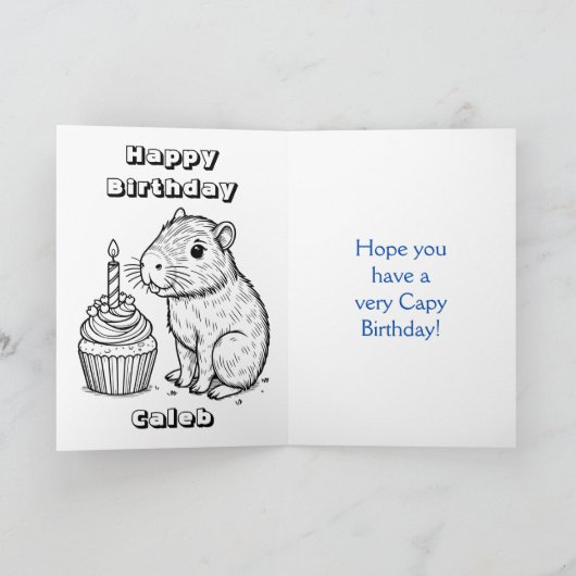 Capybara Themed Boy's Birthday Party Personalized カード (内部)