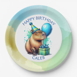  Capybara Themed Boy's Birthday Party Personalized ペーパープレート