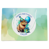Capybara Themed Boy's Birthday Party Personalized ラージペーパーバッグ (正面)