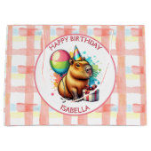 Capybara themed Girl's Birthday Party ラージペーパーバッグ (正面)