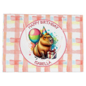 Capybara themed Girl's Birthday Party ラージペーパーバッグ (裏面)