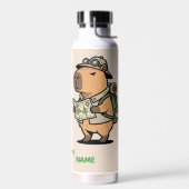Capybara Travel Bottle – Customizable Phrase ウォーターボトル (左面)