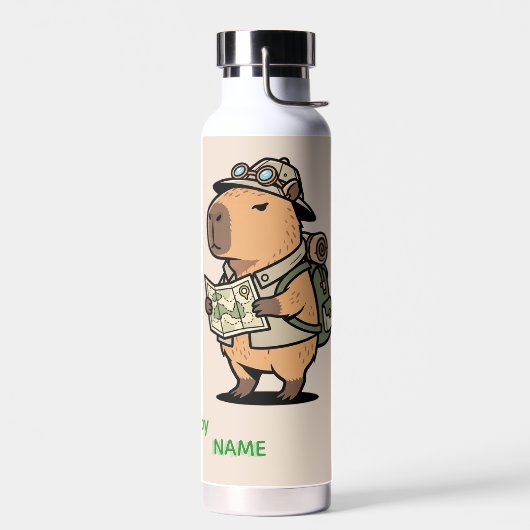 Capybara Travel Bottle – Customizable Phrase ウォーターボトル (左面)