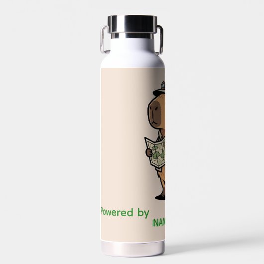 Capybara Travel Bottle – Customizable Phrase ウォーターボトル (正面)