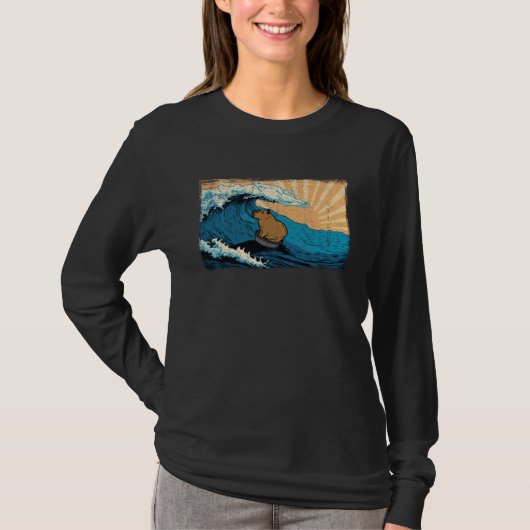 Capybara Wave  Surfing Surfer Capibara Graphic Tシャツ (正面)