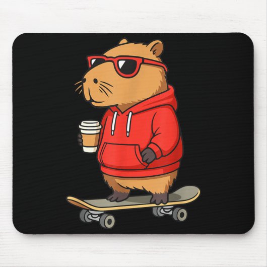 Capybara With Sungles Skater Capy マウスパッド (正面)