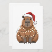 Capybara Xmas Matching Funny Santa サンキューカード (正面/裏面)