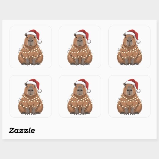 Capybara Xmas Matching Funny Santa スクエアシール (シート)