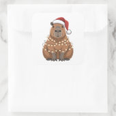 Capybara Xmas Matching Funny Santa スクエアシール (バッグ)