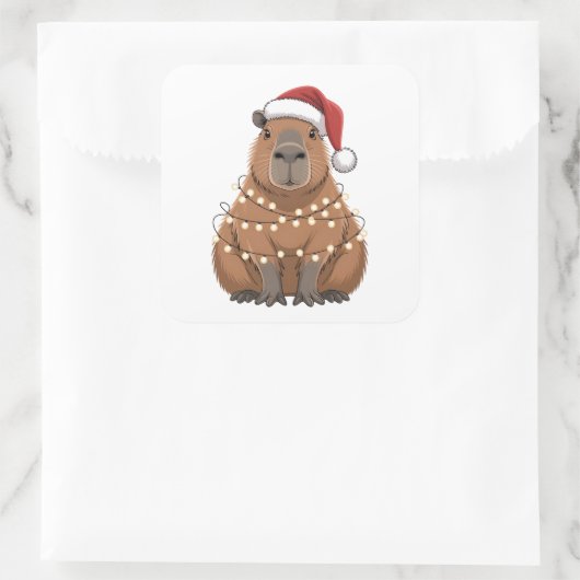 Capybara Xmas Matching Funny Santa スクエアシール (バッグ)