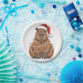 Capybara Xmas Matching Funny Santa ペーパープレート (パーティー)
