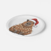 Capybara Xmas Matching Funny Santa ペーパープレート (アングル)