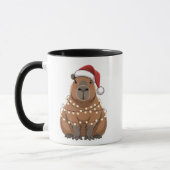 Capybara Xmas Matching Funny Santa マグカップ (左)