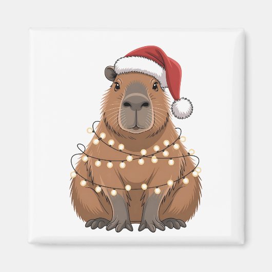 Capybara Xmas Matching Funny Santa マグネット (正面)