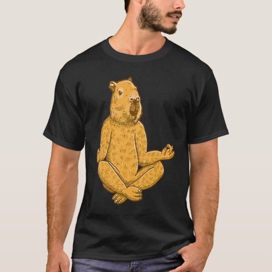 Capybara Yoga poses Workout Sport Meditation Tシャツ (正面)