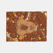  Capybara's Chocolate Dream フリースブランケット (正面(横))