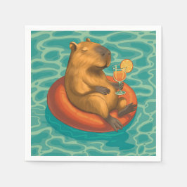 Capylara cocktail sur bouée à la piscine スタンダードカクテルナプキン