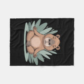 Capyra Meditating Cute Yoga Tee Yogi Meditation フリースブランケット (正面(横))