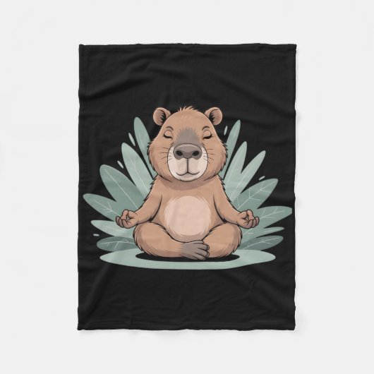Capyra Meditating Cute Yoga Tee Yogi Meditation フリースブランケット (正面)