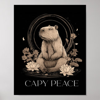 Capyra Peace Cute Yoga  ポスター