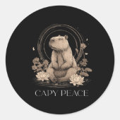 Capyra Peace Cute Yoga  ラウンドシール (正面)