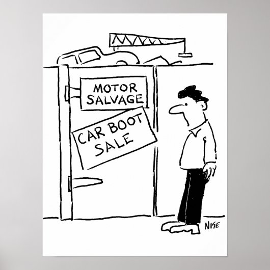 Car Breakers Scrapyard Car Boot Sale Cartoon ポスター (正面)