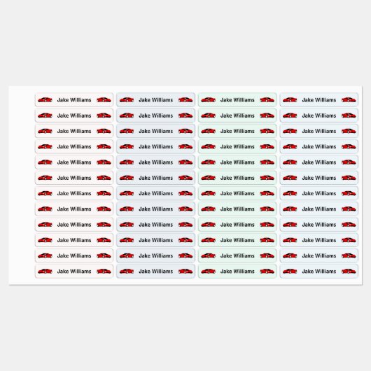 Car Design Kids' Name Clothing School Labels ラベル (シート)