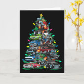 Car Madness Christmas Tree! Muscle Cars And Hotrod カード (黄色い花)