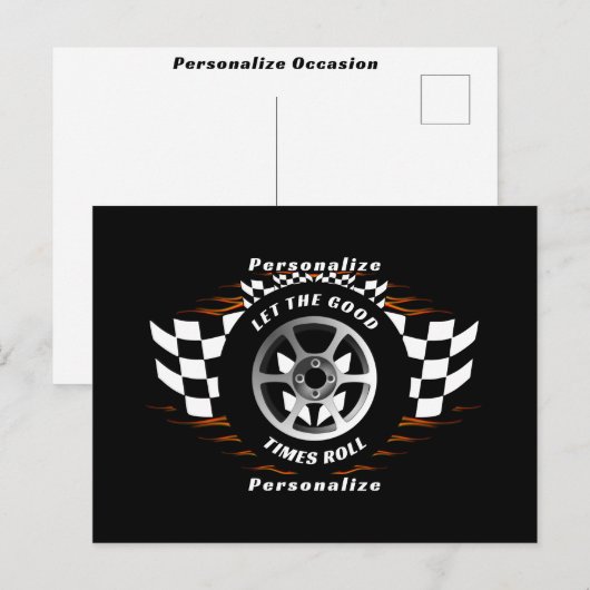Car Racing Checkered Flag Any Occasion Gift     シーズンポストカード (正面/裏面)