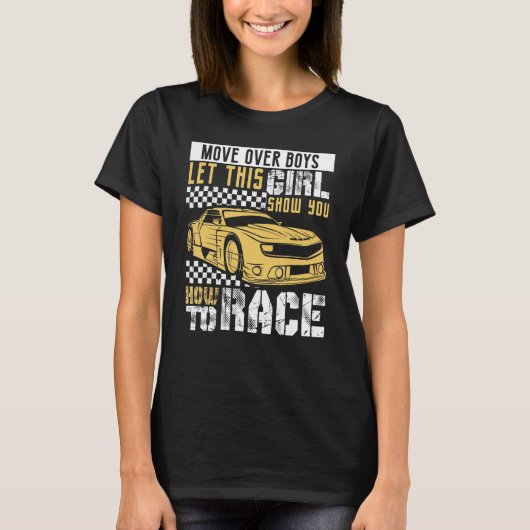 Car Racing Checkered Flag Automobile Female Motor Tシャツ (正面)