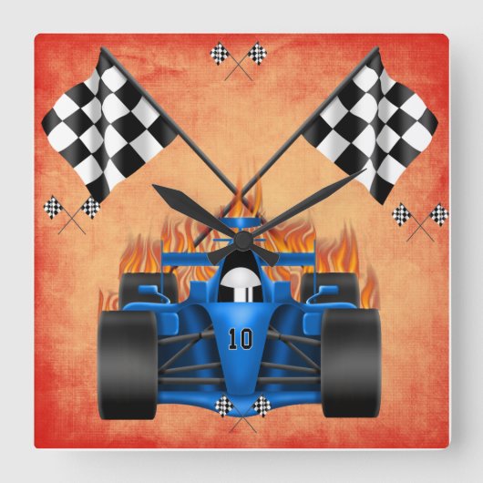 Car Racing Clock スクエア壁時計 (正面)