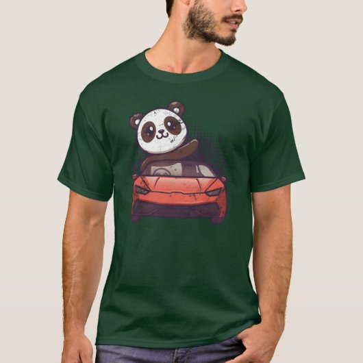 Car Racing Cute Kawaii Racecar Funny Panda Lover g Tシャツ (正面)