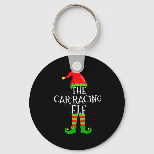 Car Racing Elf Family Matching Christmas Group  キーホルダー (正面)
