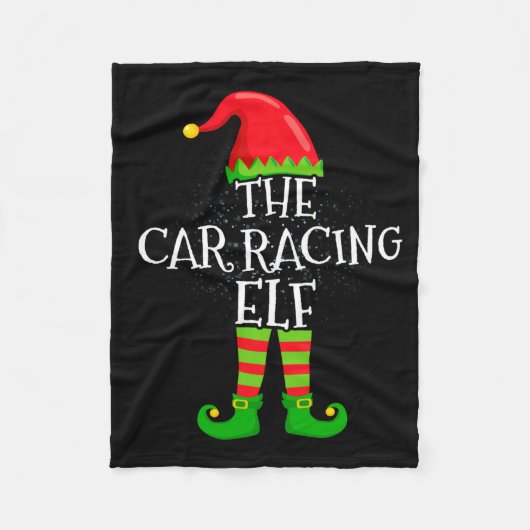 Car Racing Elf Family Matching Christmas Group  フリースブランケット (正面)