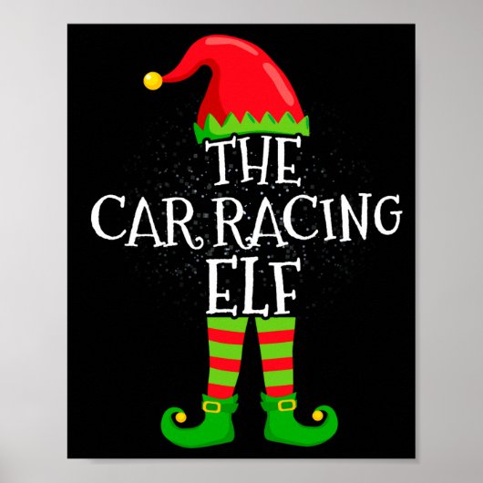 Car Racing Elf Family Matching Christmas Group ポスター (正面)