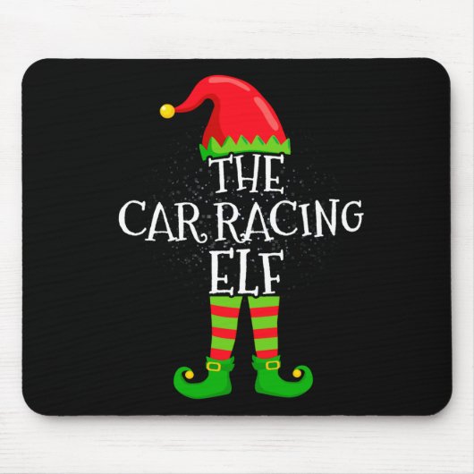 Car Racing Elf Family Matching Christmas Group マウスパッド (正面)