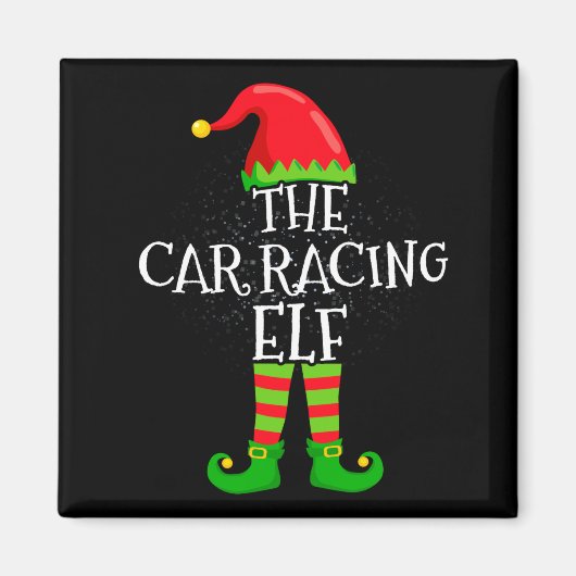 Car Racing Elf Family Matching Christmas Group  マグネット (正面)